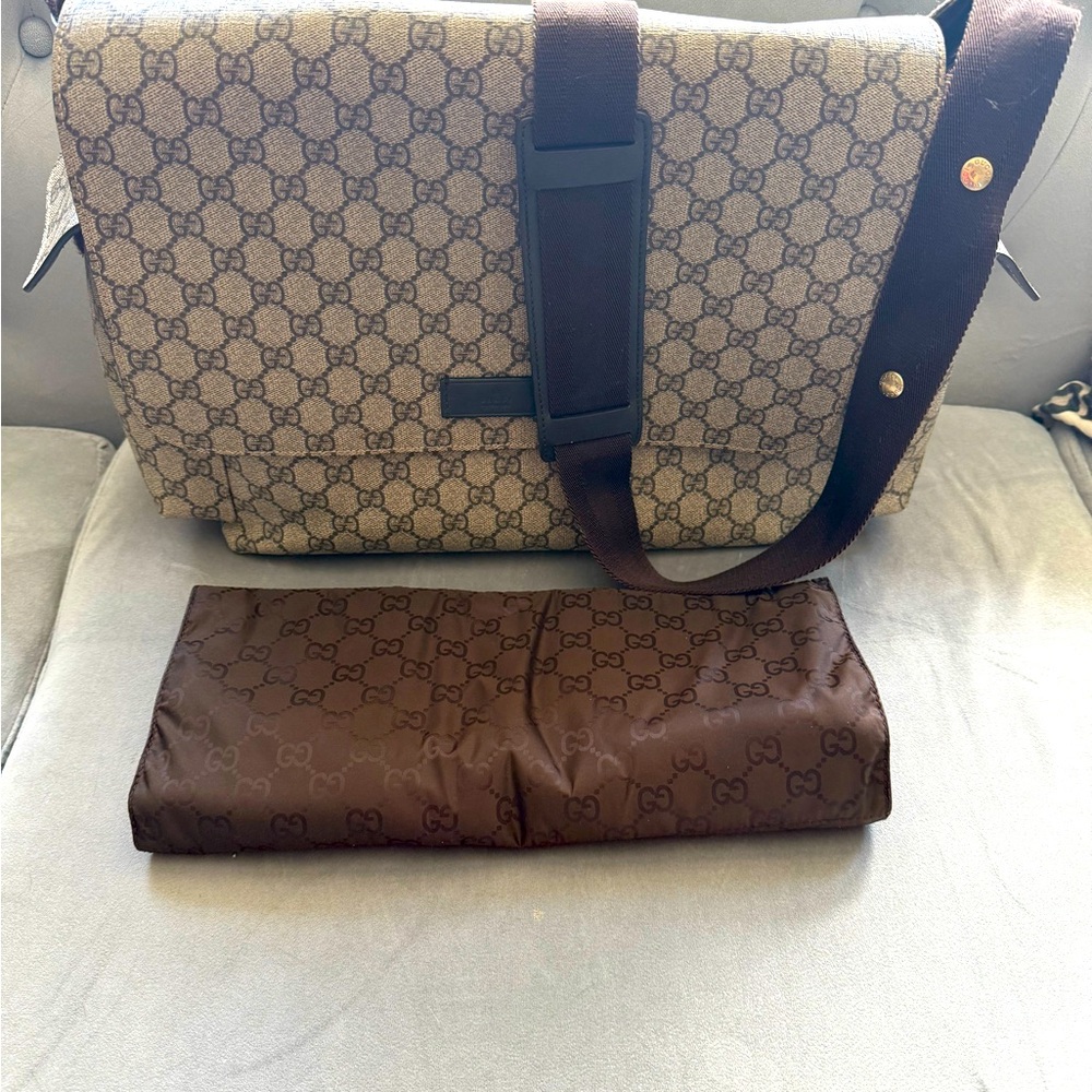 Gucci Brown Monogram Diaper Bag
